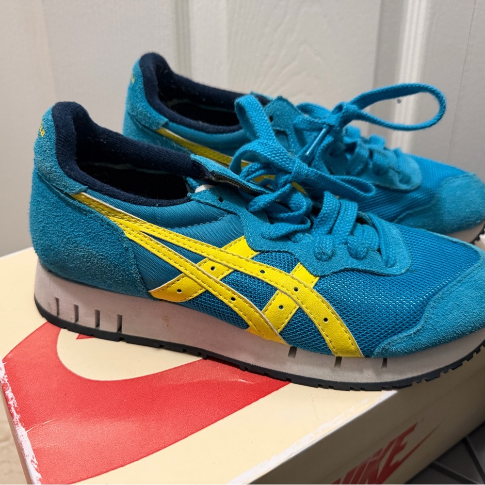 Asics Teal and Yellow Sneakers